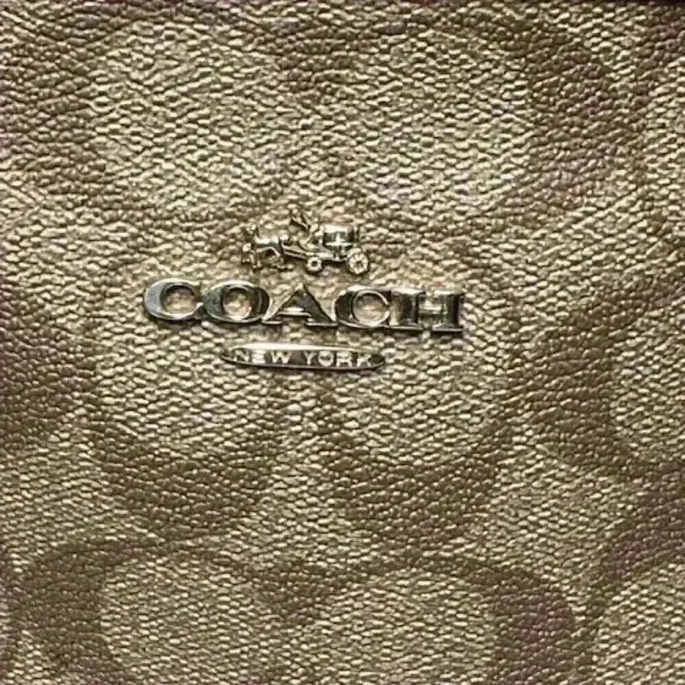 Coach F34603 Signature Zip Top Tote Shoulder Bag Khaki Saddle Jacquard - Picture 2 of 16